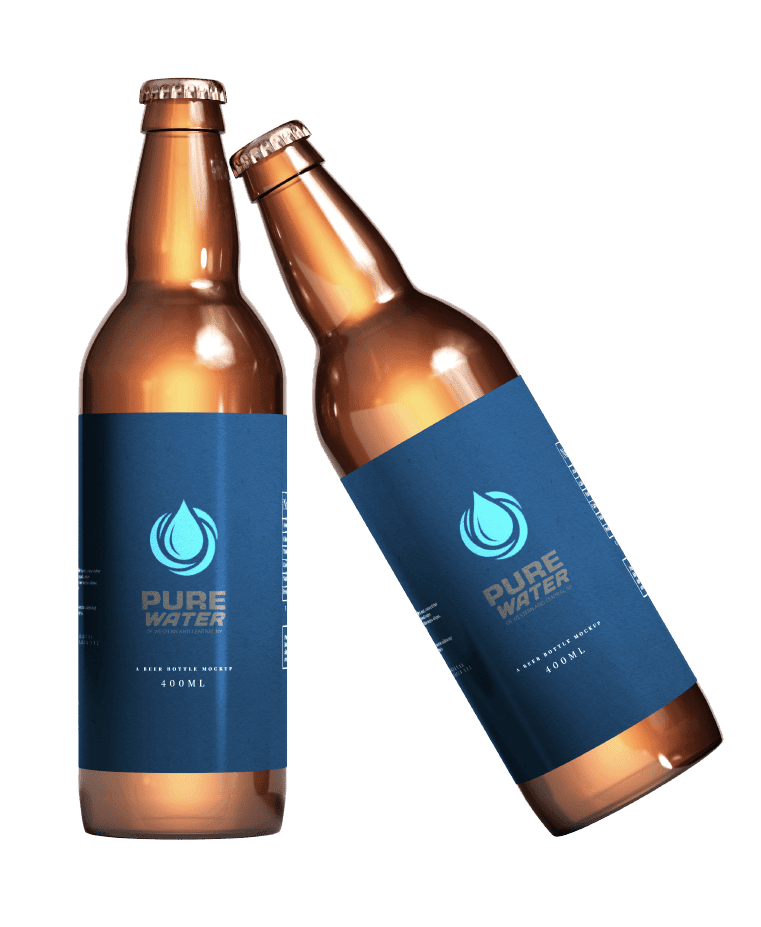 Beer bottles with Pure Water WNY logo